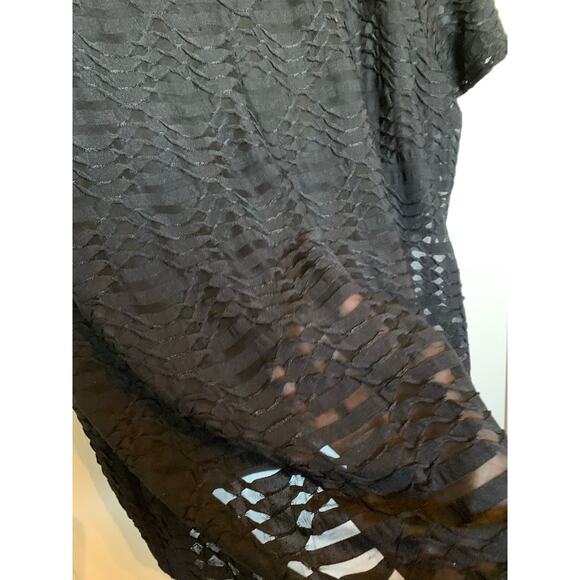 Calvin Klein textured semi-sheer blouse black XXL - Picture 4 of 7